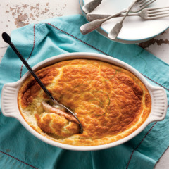 White cheese soufflé with trout