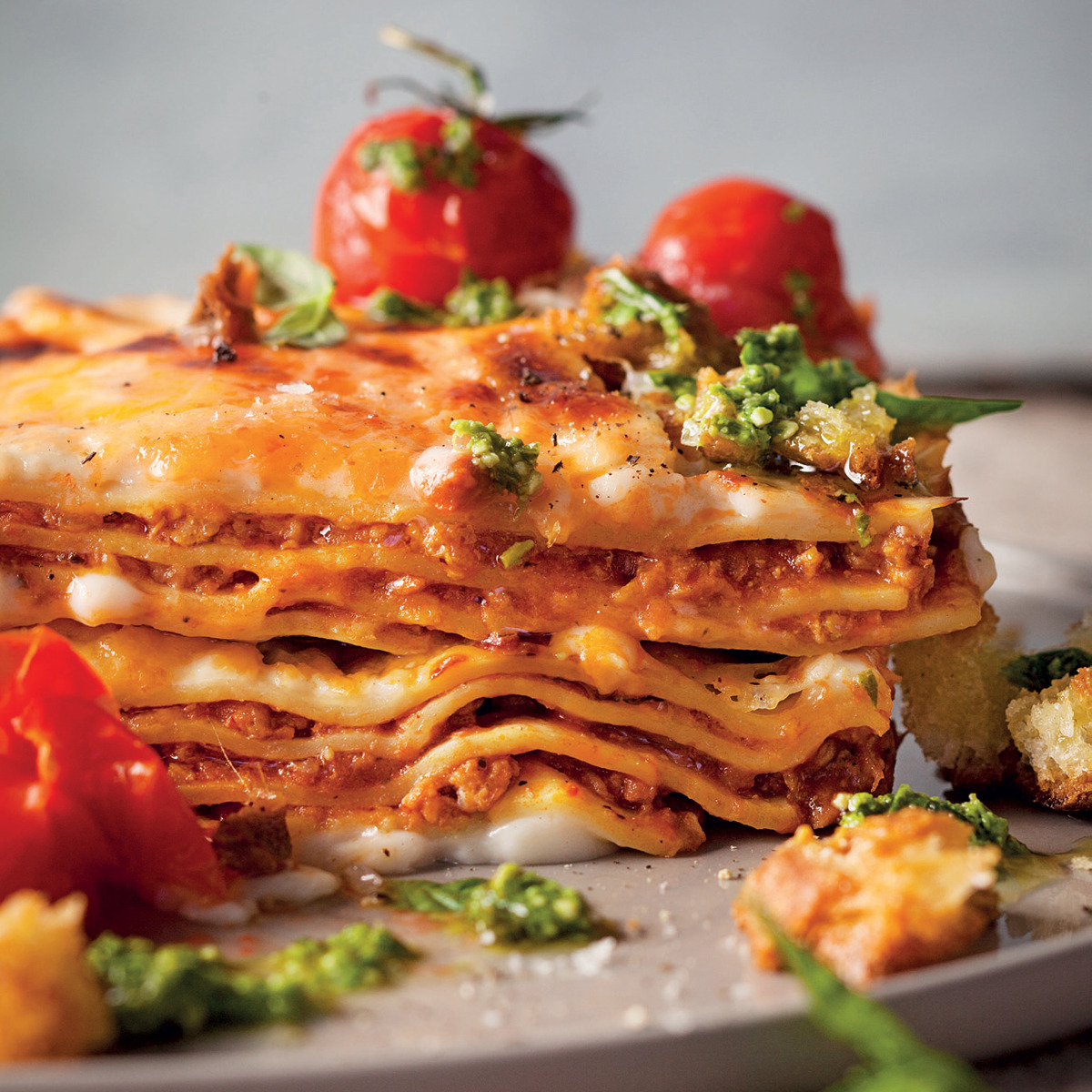 Cheat's lsagne & oven roasted vine tomatoes recipe | TASTE