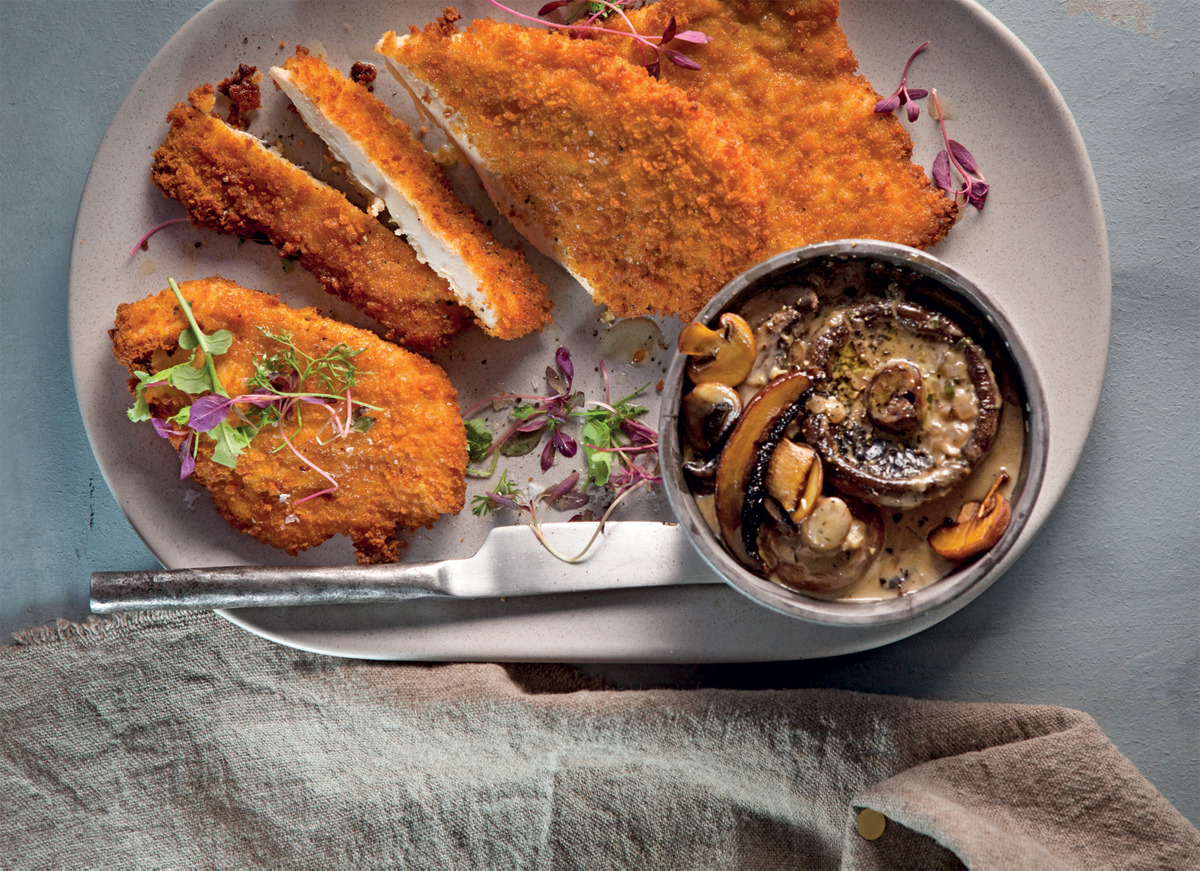 Chicken schnitzel with mushroom sauce | Woolworths TASTE