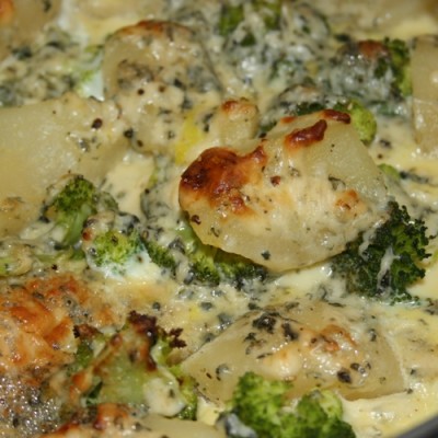 Broccoli, pear and blue cheese quiche