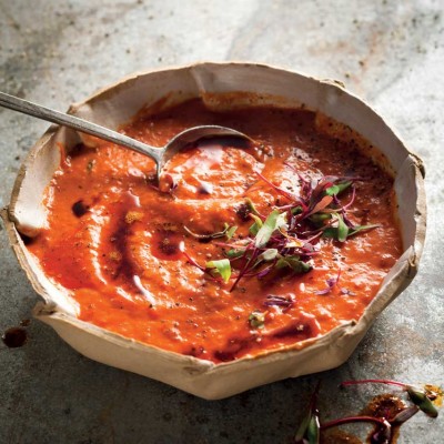 Balsamic, chilli, tomato and red pepper soup