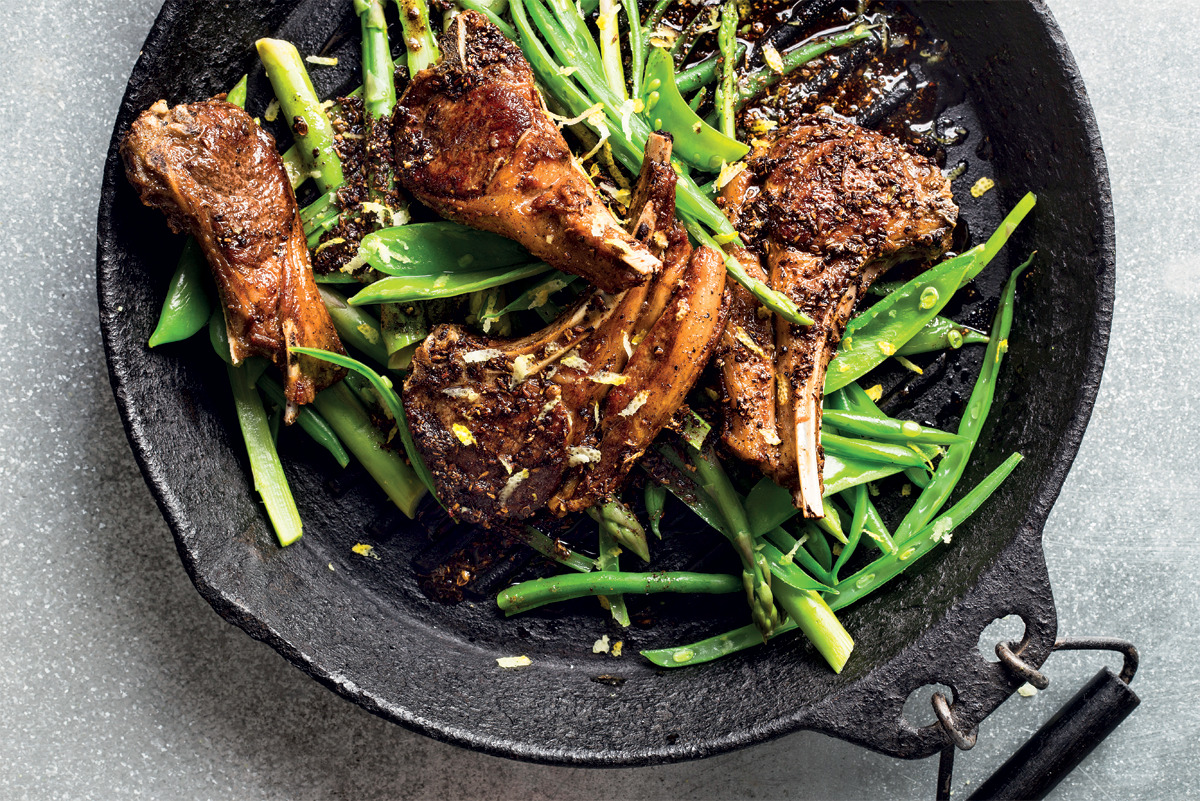 Spicy lamb chops with lemony greens Woolworths TASTE
