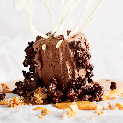 Easy Belgian chocolate ice-cream cake with honeycomb shards