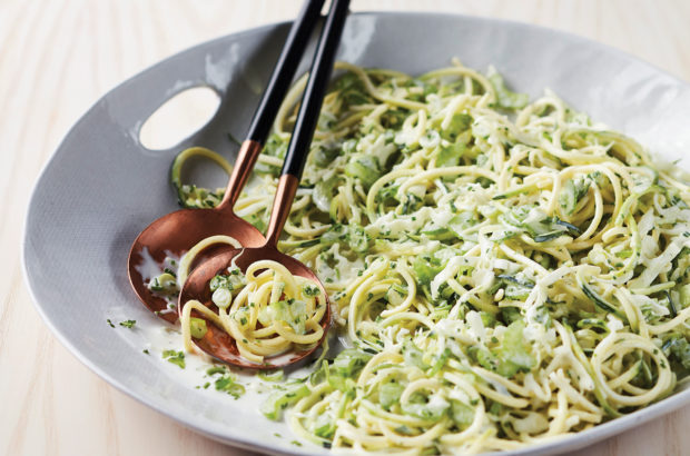 Vegetable spaghetti slaw with buttermilk dressing recipe