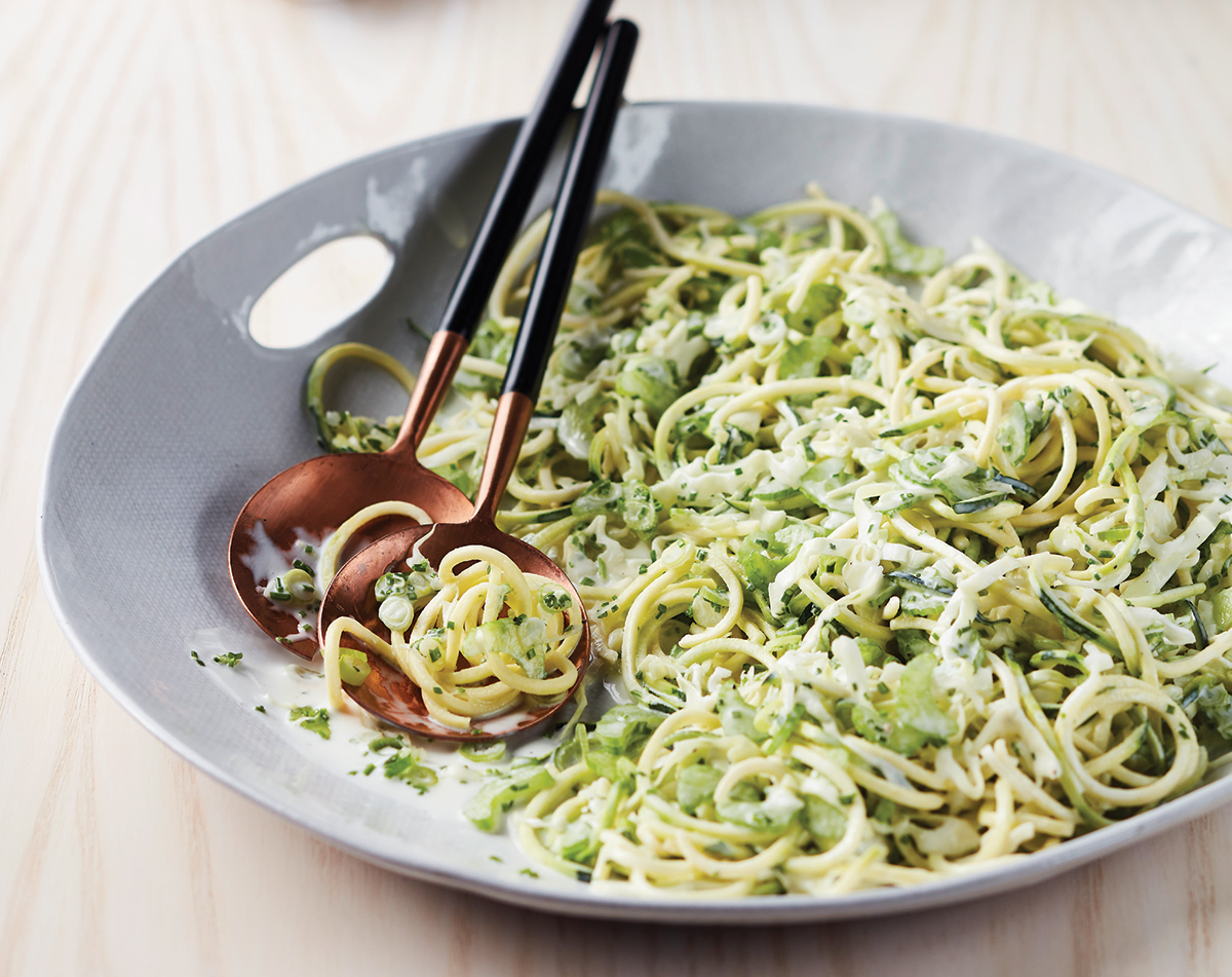 Vegetable Spaghetti Slaw & Buttermilk Dressing recipe | TASTE