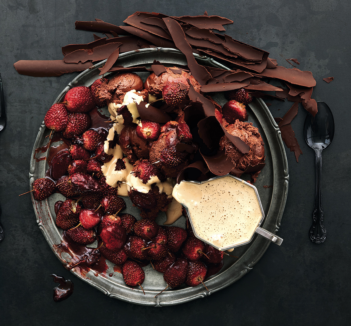 chocolate-mousse-espresso-sabayon-with-slow-roasted-strawberries-and-chocolate-shards