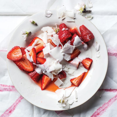 Strawberries with a splash of coconut
