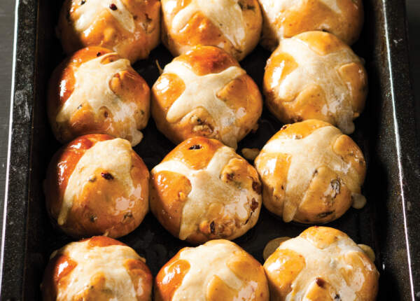 Traditional homemade hot cross buns