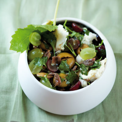 mozzarella-and-grape-salad-with-anchovy-dressing