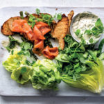 Marinated smoked trout with green salad and sour cream-and-chive dressing recipe