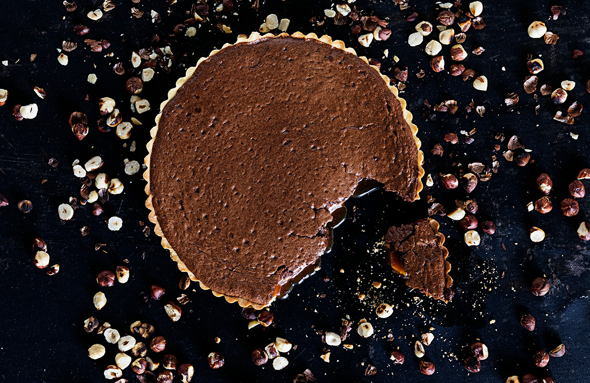 Molten chocolate and burnt caramel tart recipe | TASTE