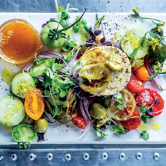 Roast lemon and baked feta Greek-style salad