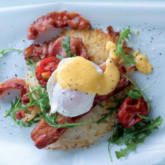 The ultimate breakfast rosti with bacon and smoked pork rashers