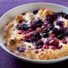 Croissant bread-and-butter pudding with mixed berries