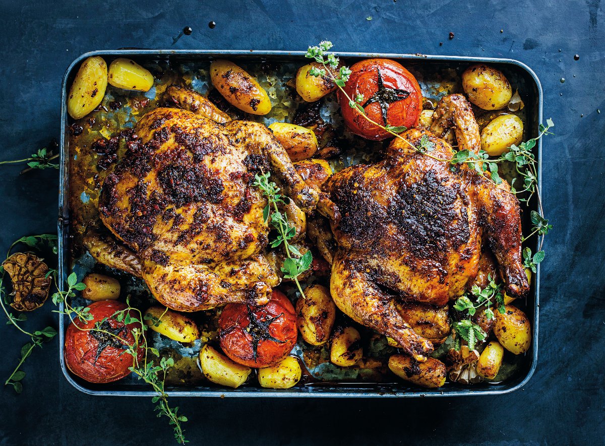 Tomato-and-tuscan chicken tray roast | Woolworths TASTE