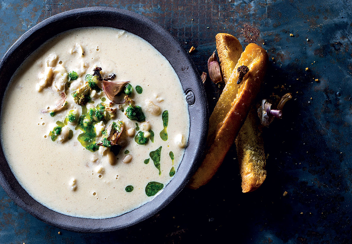 Roast cauliflower, garlic and white bean soup Woolworths TASTE