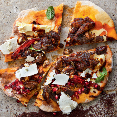 Slow-cooked lamb-and-pomegranate flatbread