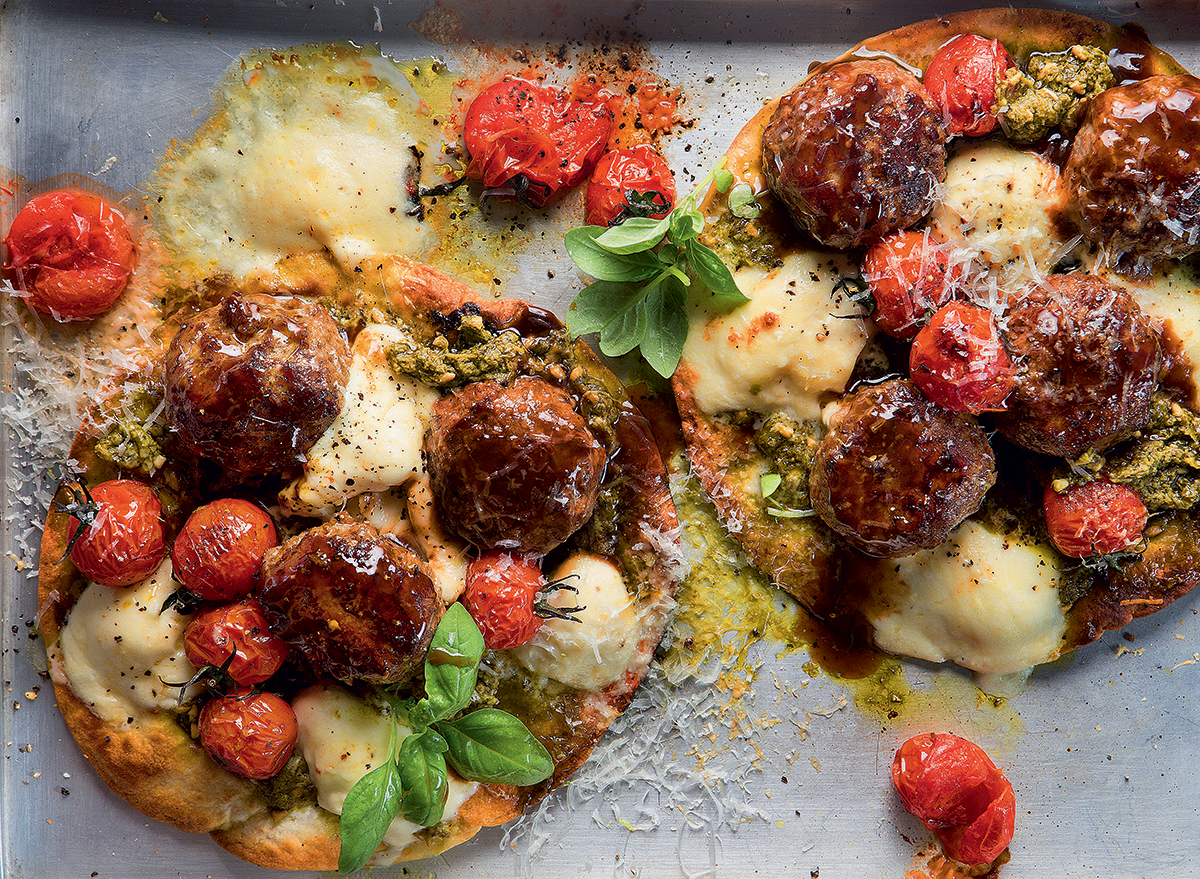 Cheat's sticky BBQ meatball pizza Woolworths TASTE