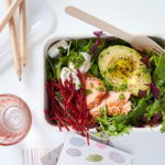 Flaked hot smoked trout avo and salad recipe