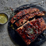 Sticky pot-braaied ribs in beer with chilli-and-mint salsa recipe