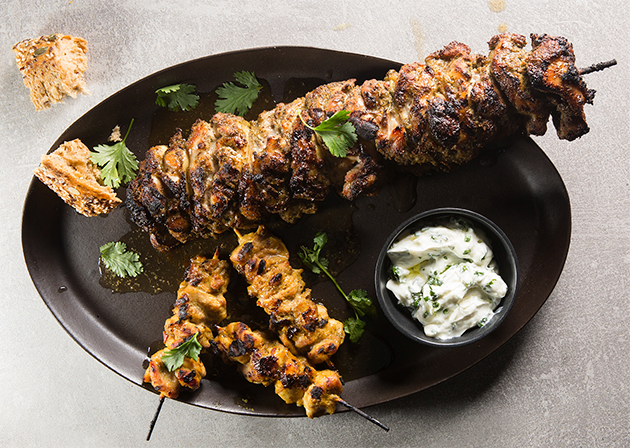 Woolies Free range chicken espestada and kebabs with chive dressing recipe