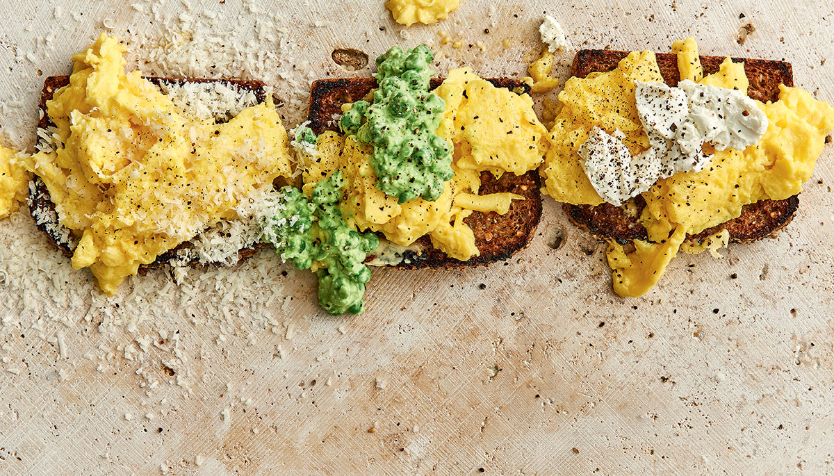 Scrambled eggs three ways