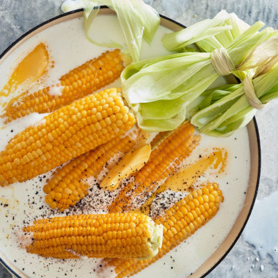 Milk-and-butter-poached corn on the cob