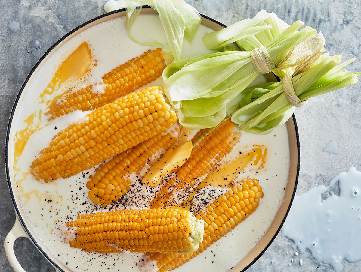Milk-and-butter-poached corn on the cob recipe