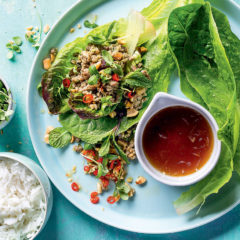 Pork larb with cos spears