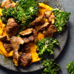 Chicken livers with carrot mash and crispy kale recipes