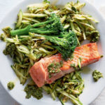 Raw baby marrow salad with basil pesto and trout recipe