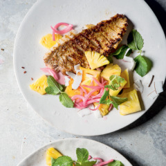 BBQ fish with pineapple slaw