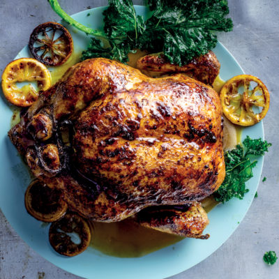 No-carve lemon-and-garlic roast chicken