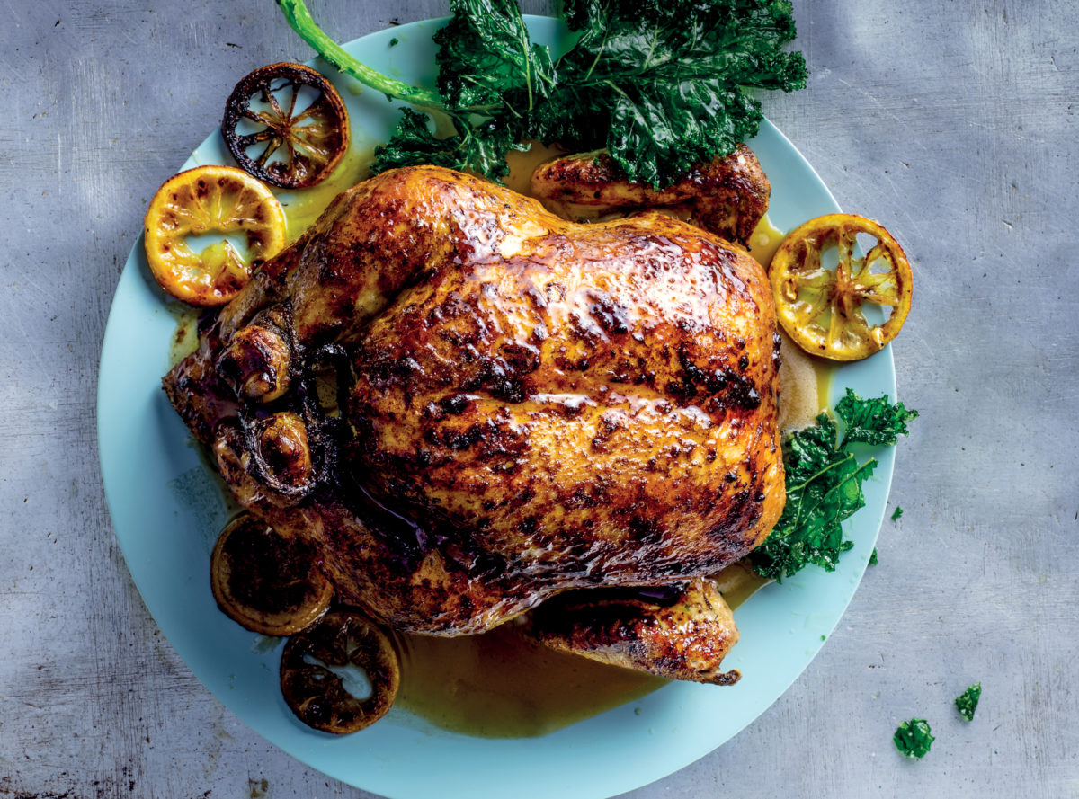 no-carve lemon-and-garlic roast chicken
