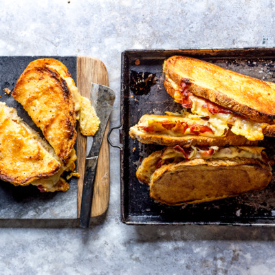 Oven-toasted ham and cheese sandwiches