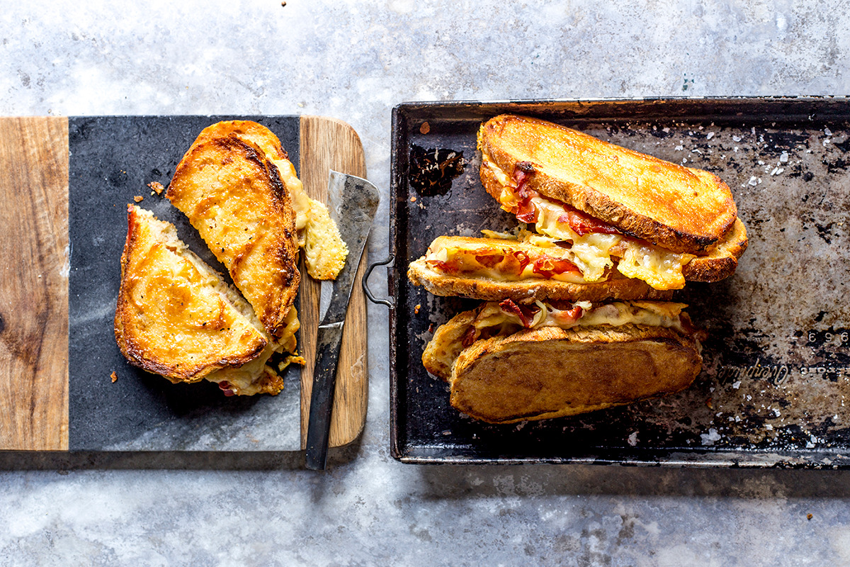 Slik Shredded Banke Oven-toasted ham and cheese sandwiches