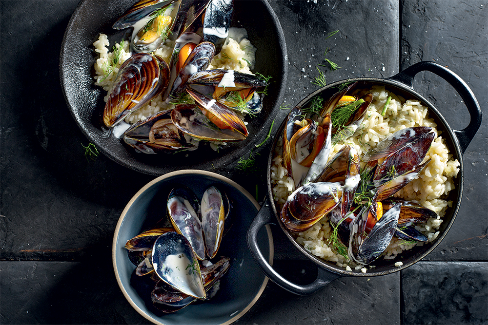 Easy baked mussel risotto recipe no stirring required!