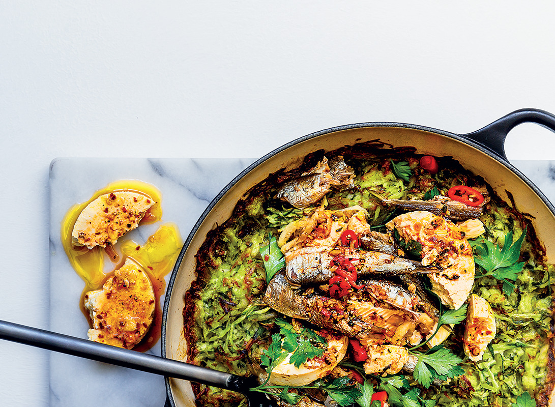 Rösti topped with lemonmarinated feta and sardines Woolworths TASTE