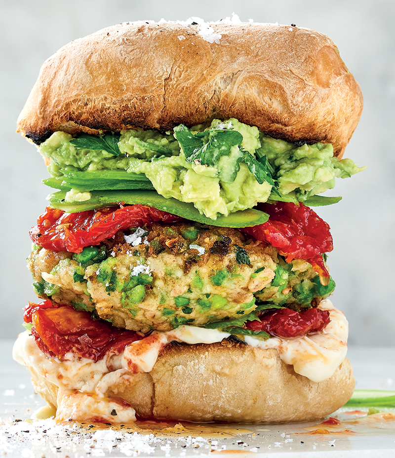 Butter beanandpea burgers with smashed avocado Woolworths TASTE