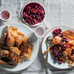 Slow-roasted duck with cherry sauce