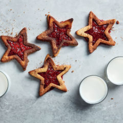 Raspberry jam-filled vanilla star biscuits
