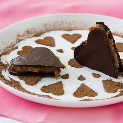 Chocolate-and-caramel hearts