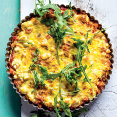 Brinjal-and-tomato tart with rocket