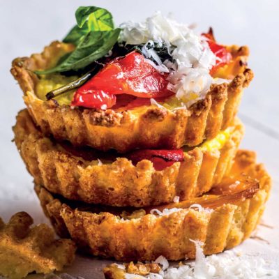 Roasted sweet pepper, ricotta and Parmesan tarts