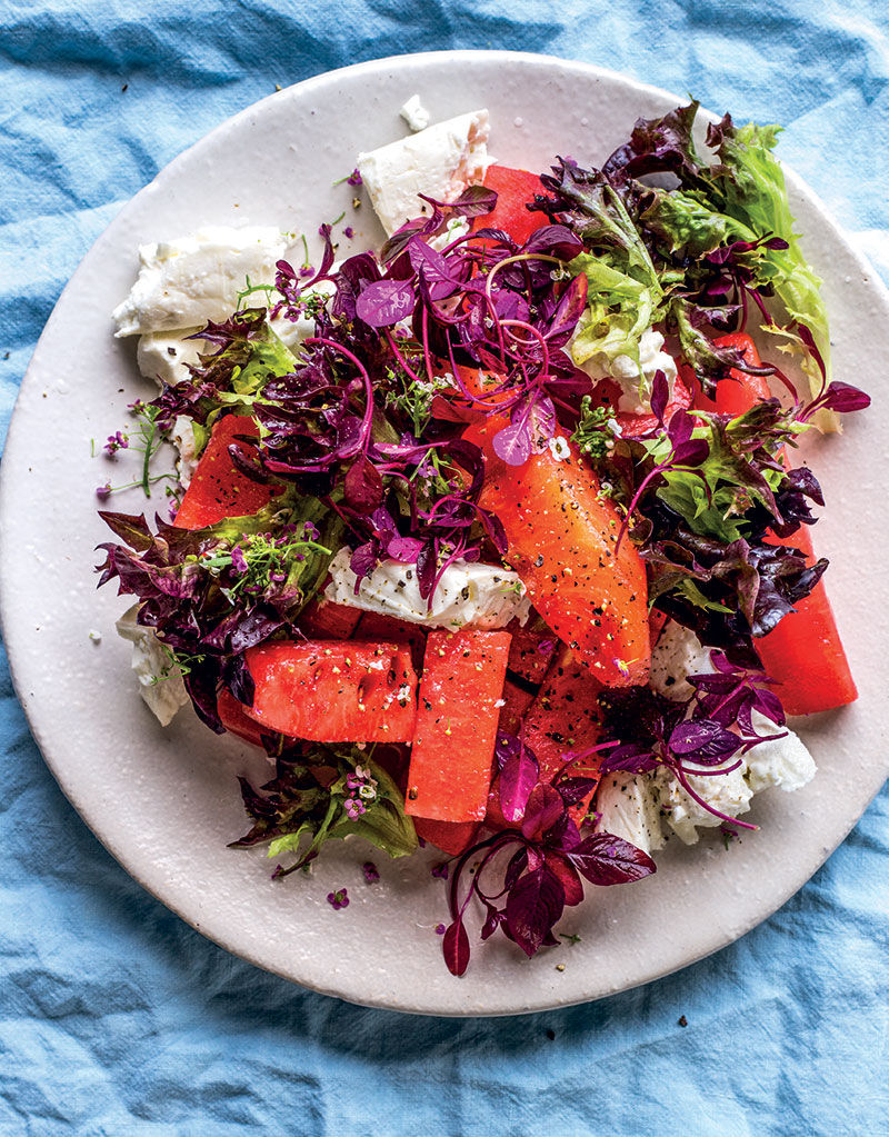 Pickled watermelon with barrel-aged sheep and goat's feta | Woolworths TASTE