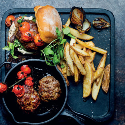 Virgil Kahn's beef burger with double-fried, hand-cut chips