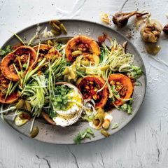 Baby marrow and fennel creamy dressed salad with smoky chilli roasted squash