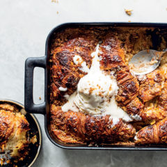 Baked ice-cream croissant pudding