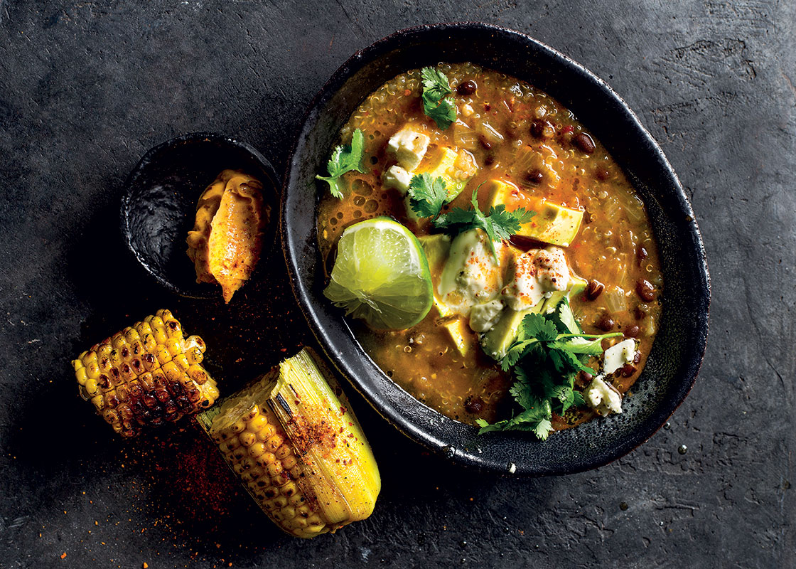Mexican black bean soup with chipotle charred corn | Woolworths TASTE