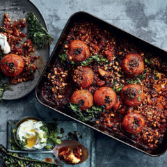 Smoky paprika-and-tomato baked barley and beans